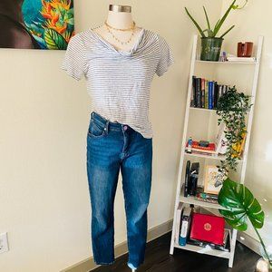 Anthropologie MAEVE Striped Linen Horizons Tee